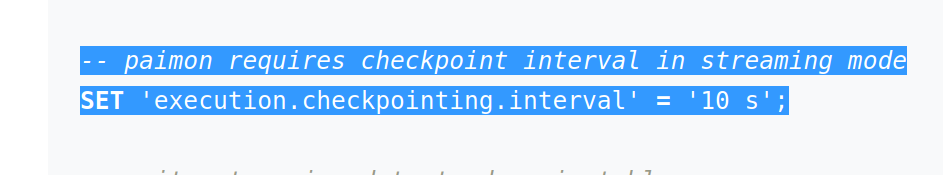 Paimon Checkpoint Interval